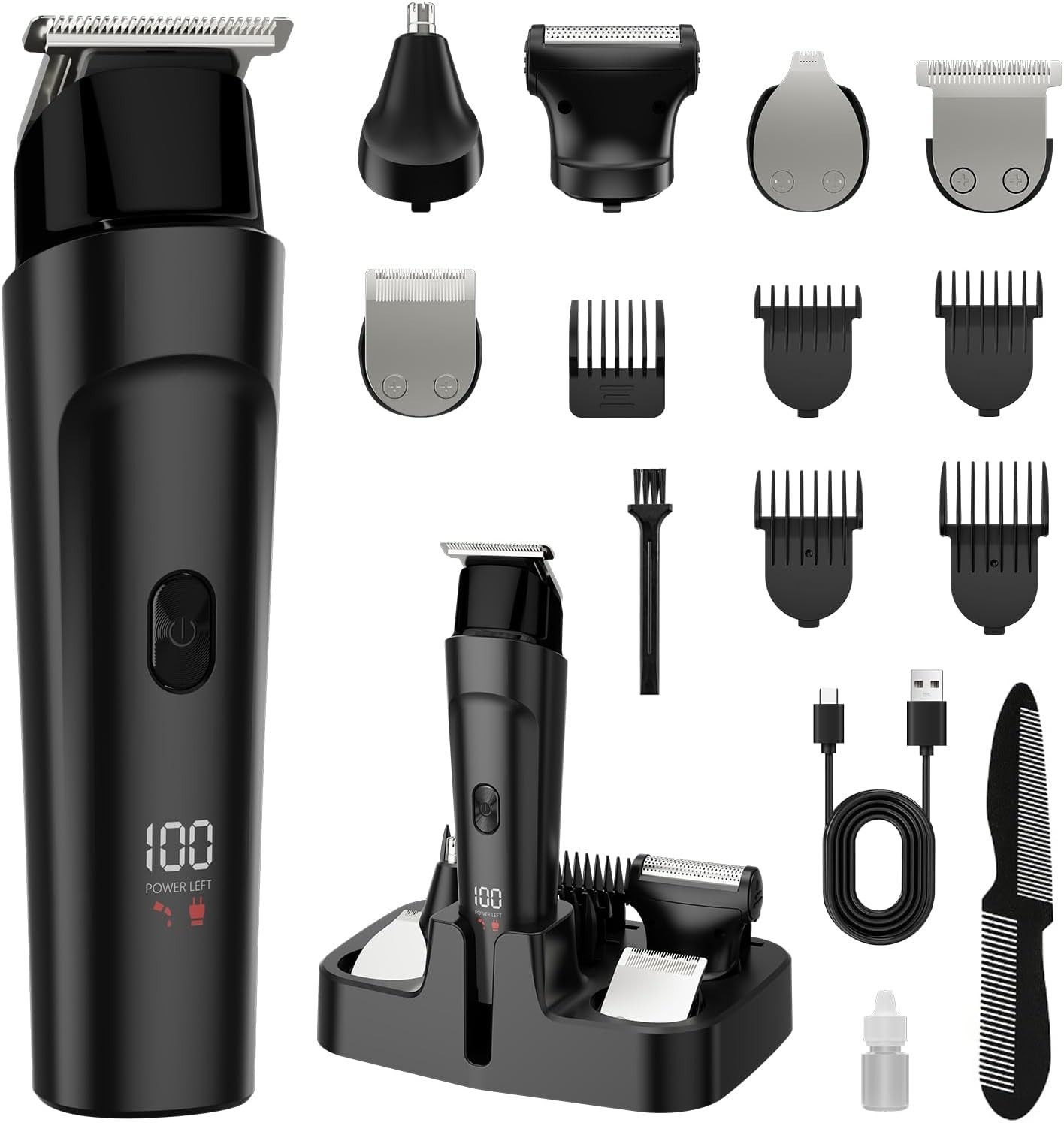 13pc Beard Trimmer Hair Clipper Grooming Kit Nose Ear Body Trimmer Waterproof