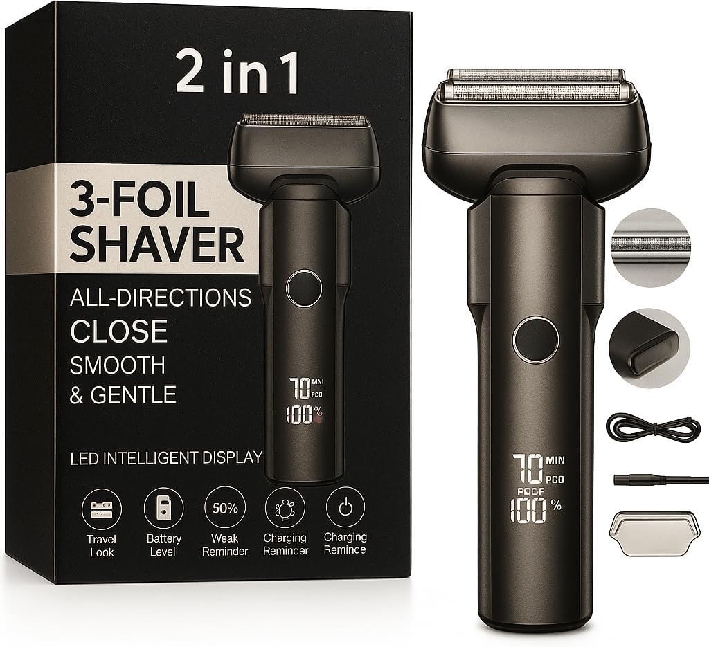 Mens Electric Foil Shaver 5 Blade Wet Dry Razor USB Rechargeable LCD Waterproof