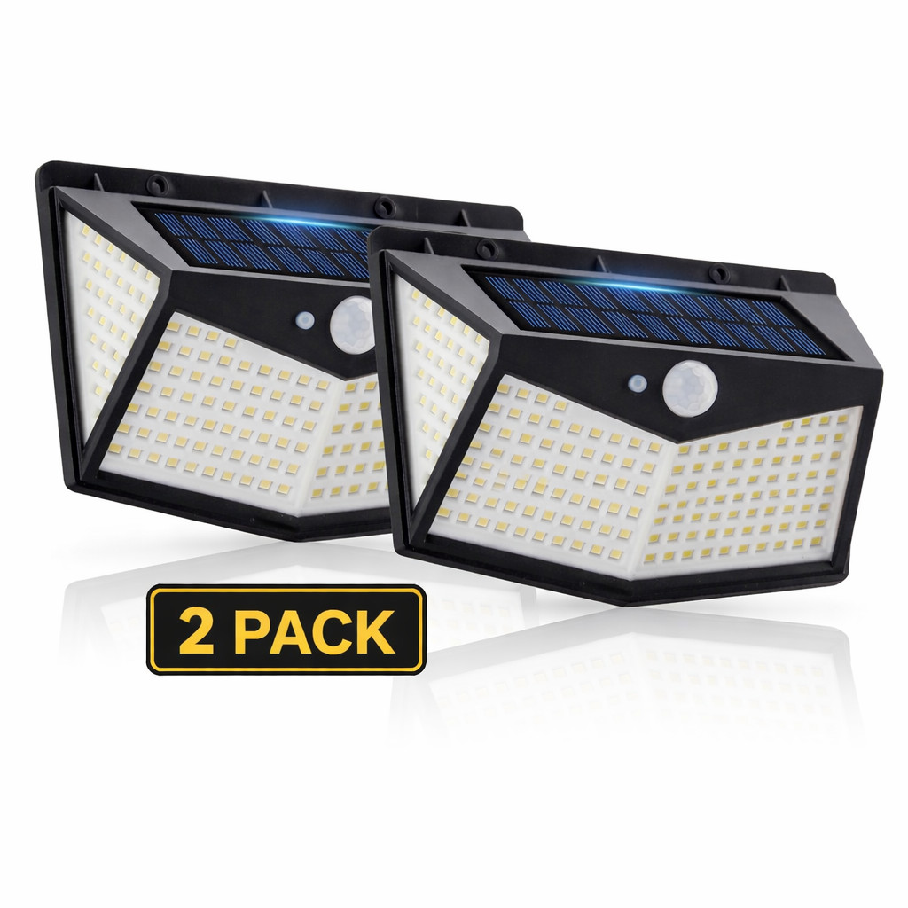 212 LED 2-PACK Solar Motion Sensor Light Outdoor Garden Security Wall Lamp