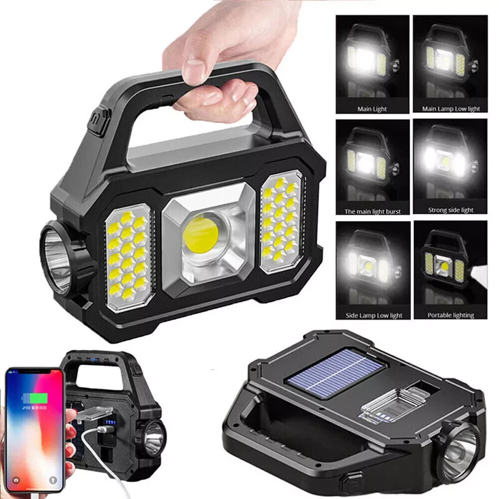 Camping Torch Light Solar USB Rechargeable Portable LED Lantern Emergency Lamp
