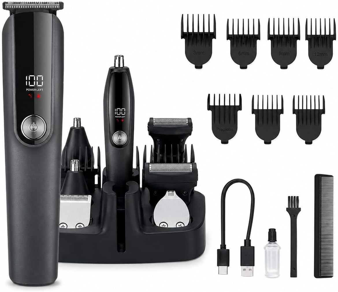 Professional Cordless Hair Clipper Trimmer Shaver Beard Machine Charging Stand