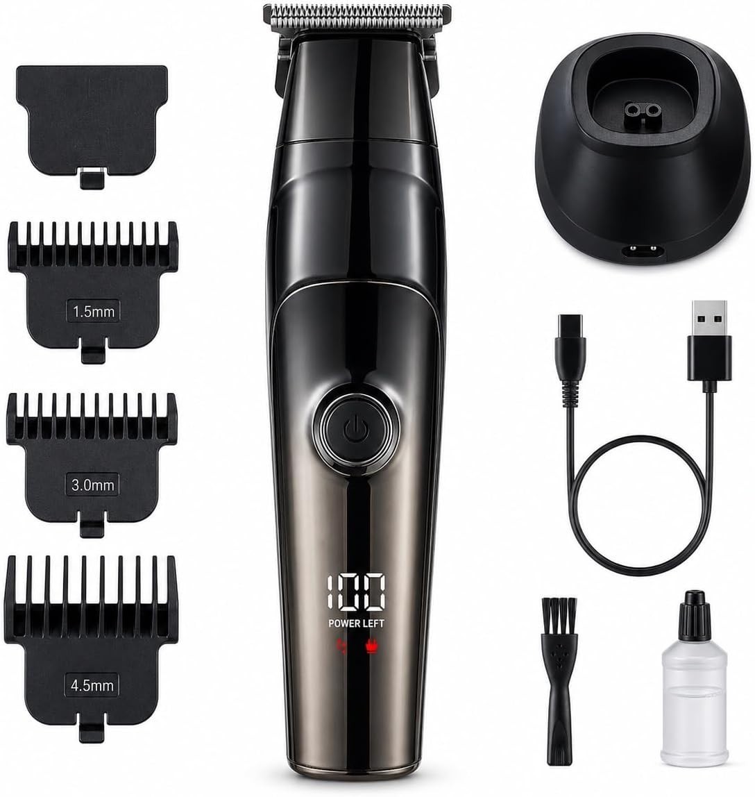 Hair Clipper Beard & Body Trimmer – USB Rechargeable Grooming Kit Charging Stand