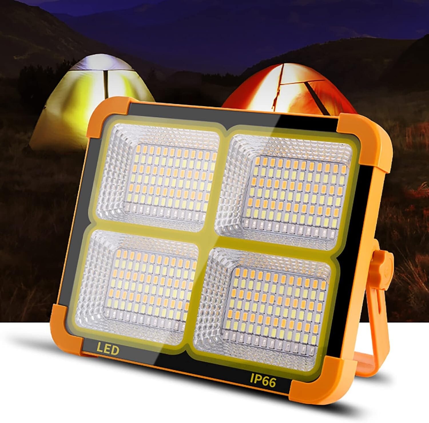 150W LED Solar Work Light, 336 LED 11000LM Magnetic Worklight with 5 Modes, 1200mAh Battary Rechargeable, Work continuously for 7-15 Hours, IP66 Waterproof Portable Solar Power Outdoor Working Light: