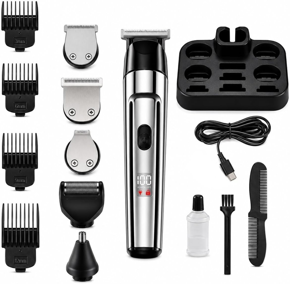 9-in-1 Grooming Beard Hair Trimmer For Men Cordless Shaver Razor Kit With Stand
